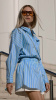 Шлифованный хлопок BALENCIAGA в голубом оттенке в бело-красную полосочку