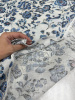 Лён LORO PIANA с красивым стилизованным цветочным рисунком в сине-голубых оттенках